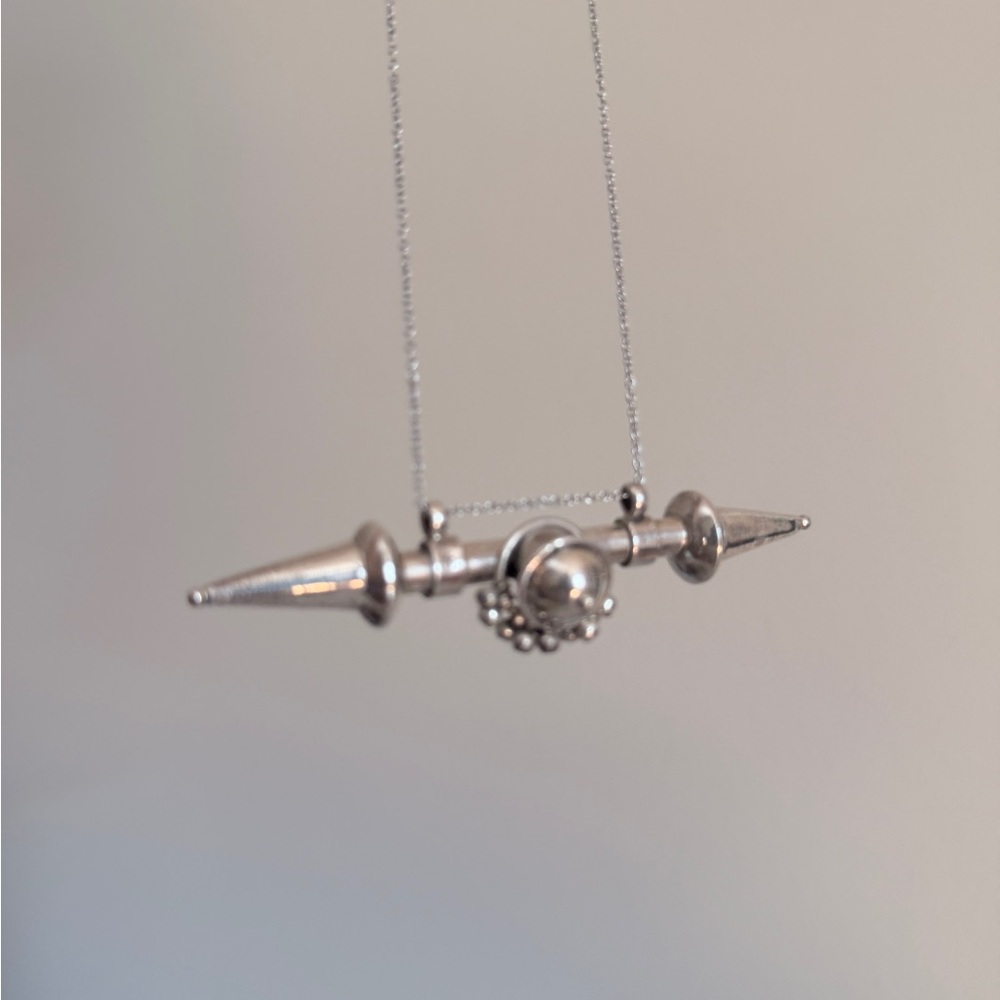 Silver Geometric Pendant Necklace with hidden compartment